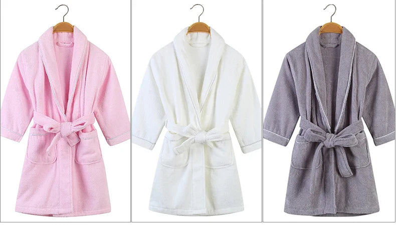 100% Cotton Toweling Terry Robe Kids Cartoon Robe Boy&Girls Hooded Robe Winter Warm Bathrobe Soft Sleeprobe Kids Casual Homewear