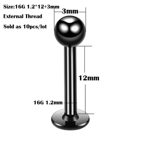 10Pcs/20Pcs/50Pcs G23 Titanium Labret Piercing Internal & External Design Lip Piercing Labret Stud Cartilage Helix Piercing
