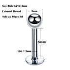 10Pcs/20Pcs/50Pcs G23 Titanium Labret Piercing Internal & External Design Lip Piercing Labret Stud Cartilage Helix Piercing