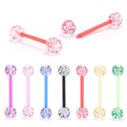 6PCS Stainless Steel Glorious Tongue Ring Bulk 14G Nipple Piercing Bar Lot Glitter Tongue Piercing Set Barbell Piercing Jewelry