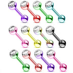6PCS Stainless Steel Glorious Tongue Ring Bulk 14G Nipple Piercing Bar Lot Glitter Tongue Piercing Set Barbell Piercing Jewelry