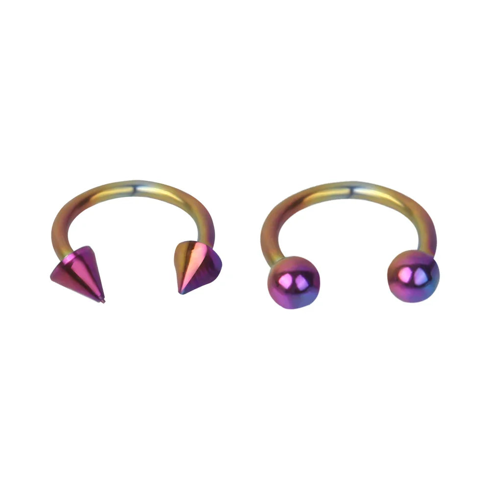 2pcs Stainless Steel Nose Hoop Ring Septum Rings Lip Studs Nostril Earrings Circular Tragus Ear Piercing Horseshoe Body Jewelry