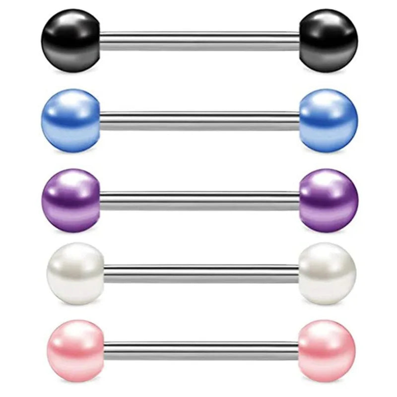 6PCS Stainless Steel Glorious Tongue Ring Bulk 14G Nipple Piercing Bar Lot Glitter Tongue Piercing Set Barbell Piercing Jewelry
