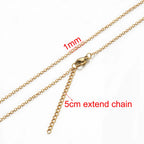 AHKNORMAILCUI 5pcs/Lot Stainless Steel 1 1.5 2mm Rolo Link Chain Necklace Gold 40 45 50 60CM Long Chain Lobster Clasp Necklace