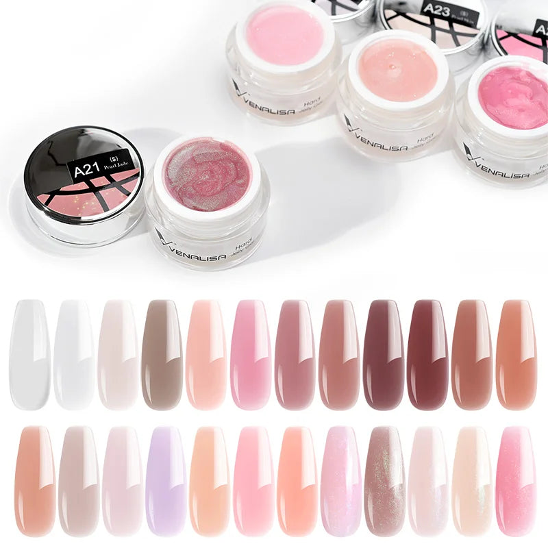 50ml Venalisa Soak off Thick Jelly Gel UV Construction Gel Builder Extend 24 Color Camouflage Milky White Nail Art Hard Nail Gel