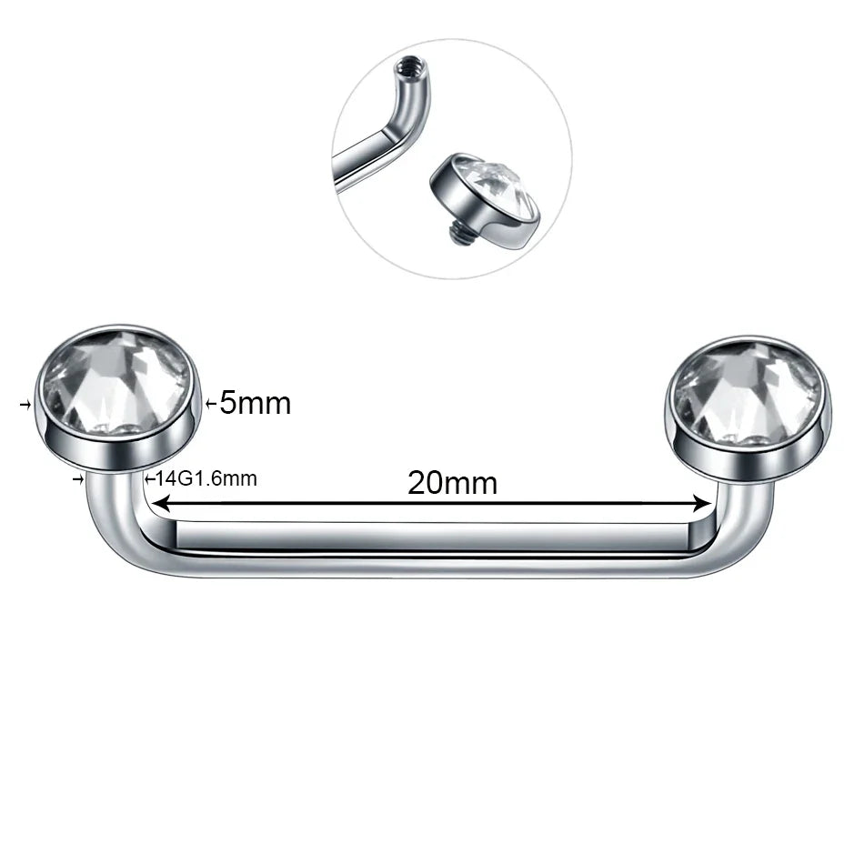1Pc G23 Titanium Micro Dermal Piercing Crystal Dermal Anchor Piercing Top Internal &External Skin Diver Surface Piercing Jewelry
