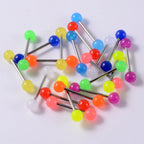 10/14pcs/Set Luminous Surgical Steel Tongue BCR Navel Belly Ring Acrylic Glow in the Dark Ball Labret Stud Body Piercing Jewelry