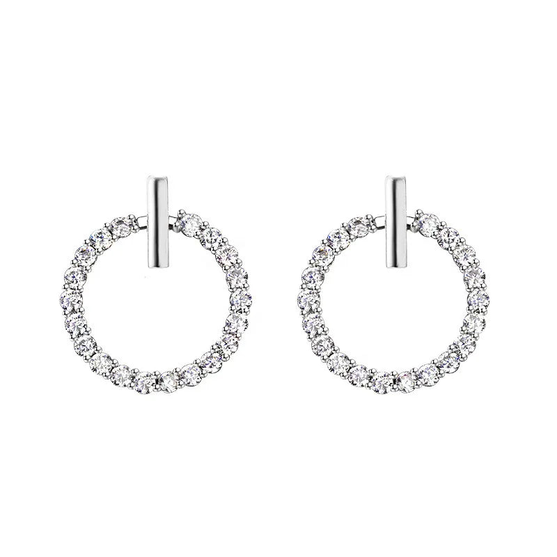 2020 NEW HOT SALE 100% Real 925 Sterling Silver Crystal Circle Earring For Women Making Jewelry Gift Wedding Party Engagement