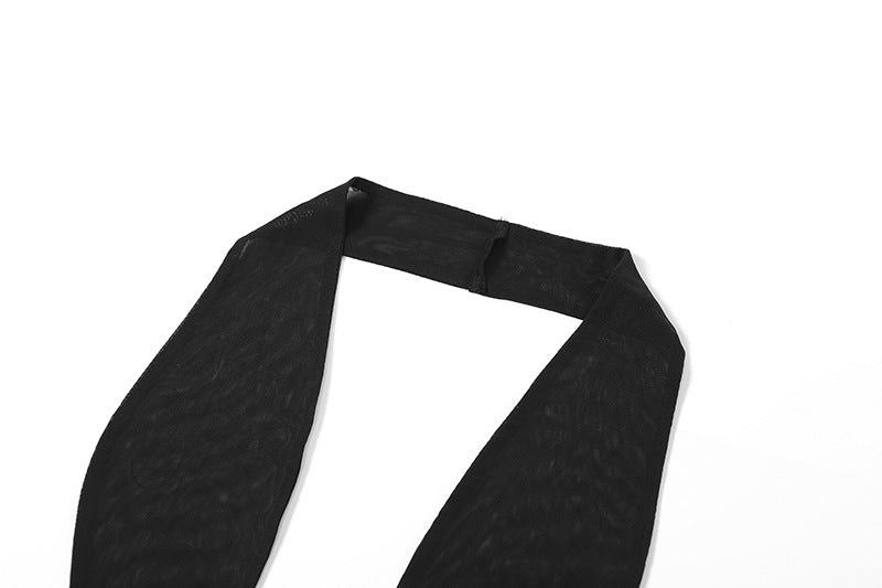 Gtpdpllt See Through Mesh Summer Dresses For Women 2024 Ruffle Backless Low-cut Mini Party Dress Sexy Black Club Y2K Outfits