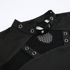 AltGoth Dark Punk Cyber T-shirt Women Gothic Streetwear Mesh Patchwork Long Sleeve O-neck Crop Tee Tops Harajuku Sexy Clothes