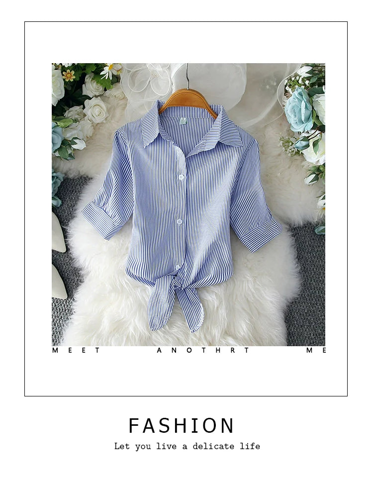 2023 Fashion Solid Color White Women Shirt Casual Blouses Autumn Half Sleeve Elegant Office Lady Tops 19870