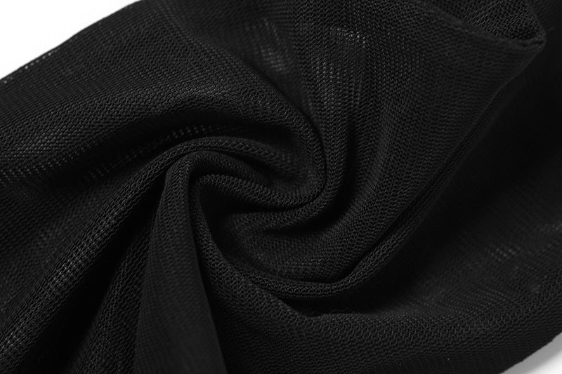 Gtpdpllt See Through Mesh Summer Dresses For Women 2024 Ruffle Backless Low-cut Mini Party Dress Sexy Black Club Y2K Outfits