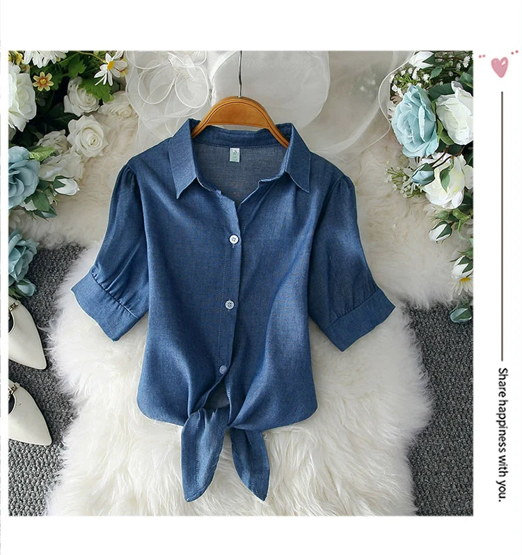 2023 Fashion Solid Color White Women Shirt Casual Blouses Autumn Half Sleeve Elegant Office Lady Tops 19870