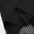 AltGoth Dark Punk Cyber T-shirt Women Gothic Streetwear Mesh Patchwork Long Sleeve O-neck Crop Tee Tops Harajuku Sexy Clothes