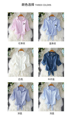 2023 Fashion Solid Color White Women Shirt Casual Blouses Autumn Half Sleeve Elegant Office Lady Tops 19870