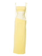 Elegant Lace Cut Out Maxi Dresses for Women 2025 Sexy Spaghetti Strap Patchwork Holidays Party Dress Summer Backless Long Dress