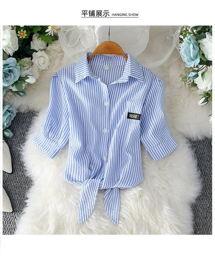 2023 Fashion Solid Color White Women Shirt Casual Blouses Autumn Half Sleeve Elegant Office Lady Tops 19870