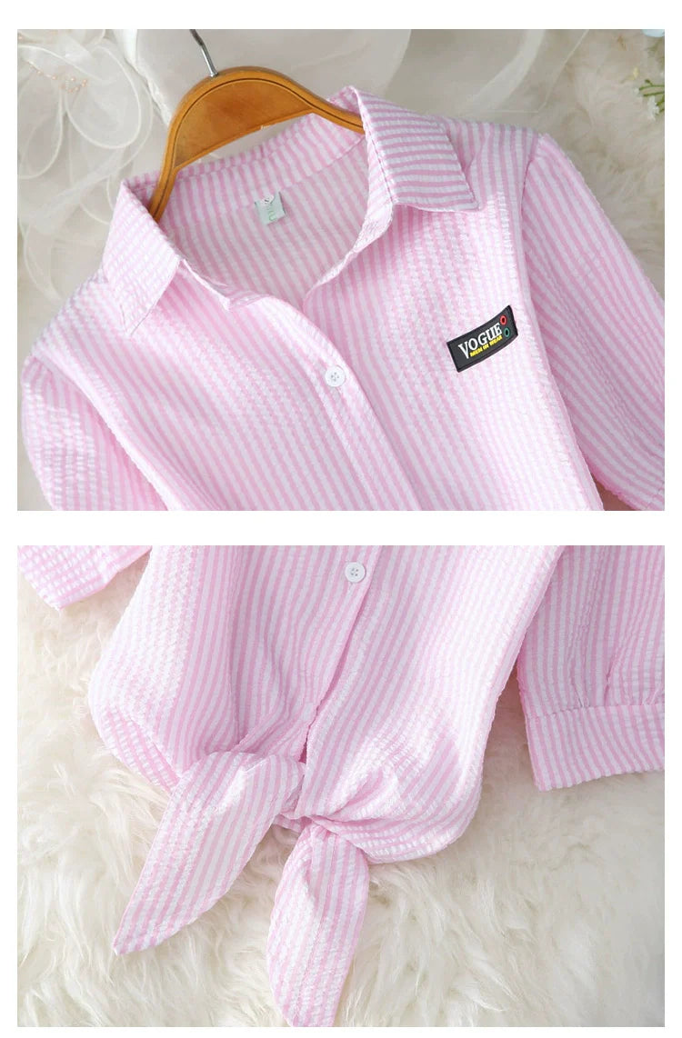 2023 Fashion Solid Color White Women Shirt Casual Blouses Autumn Half Sleeve Elegant Office Lady Tops 19870