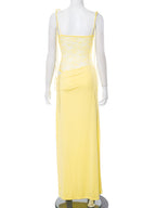 Elegant Lace Cut Out Maxi Dresses for Women 2025 Sexy Spaghetti Strap Patchwork Holidays Party Dress Summer Backless Long Dress