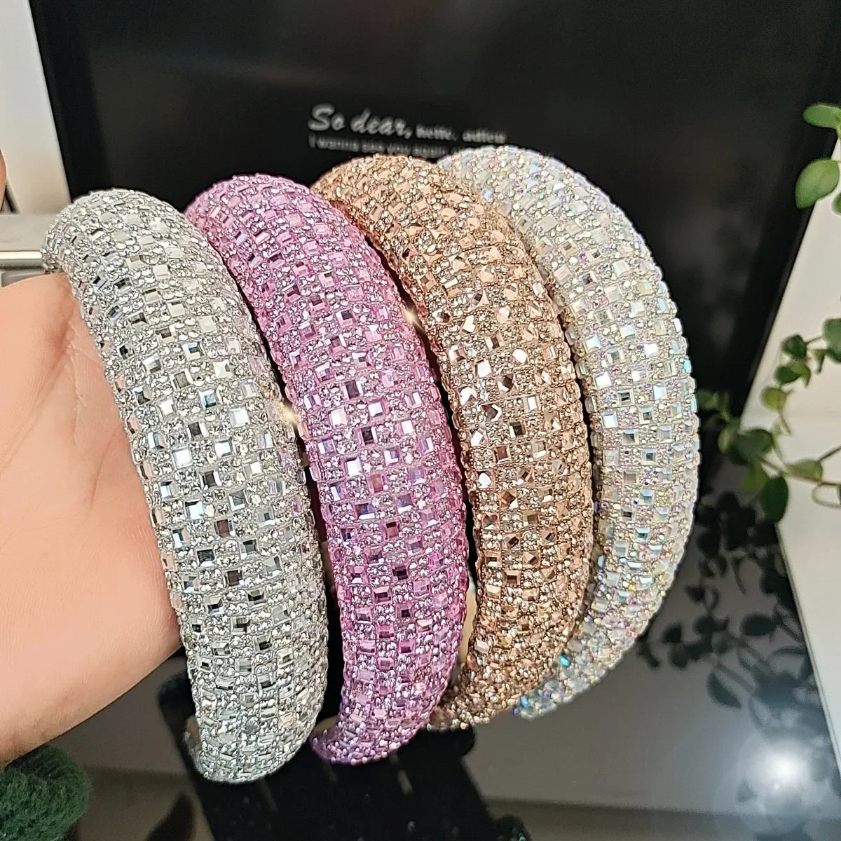 Colorful Baroque Head Hoop Luxury Women Full Crystal Rhinestones Sponge Padded Headband for Lady Girls Diamond Wide Headband