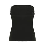 CIBBAR Gothic Print Black Tube Top Women Strapless Skinny Cropped Tops Summer Casual Chic Graphic Tees y2k Streetwear Vest Basic