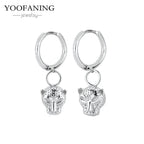 925 Sterling Silver Ear Needle Exquisite Luxury Hoop Earrings Unique Leopard Pendant Animal Design Women's Earrings Jewelry Gift
