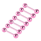 7pcs/lot Titanium Plated Piercing Tongue Rings Bars Girls 14G Tongue Piercing Barbells Stainless Steel Body Jewelry SD84