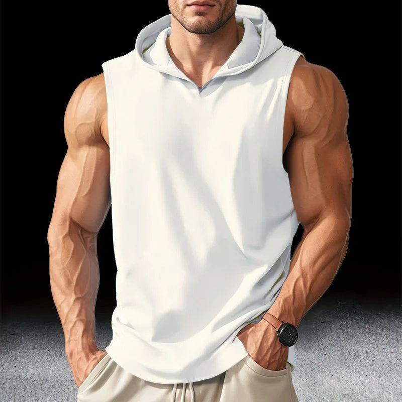 Gym Solid Color 2024 Brand New Men's Tank Tops Vest Sleeveless Tees For Male Hooded Man Vests Tops Hip Hop Men Tank Top T shirt