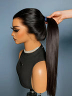 360 Full Lace Front Invisi-Drawstring Wigs Human Hair Bone Straight 13X4 HD Lace Front Wigs Pre Plucked 30 Inch Glueless 5X5 Wig