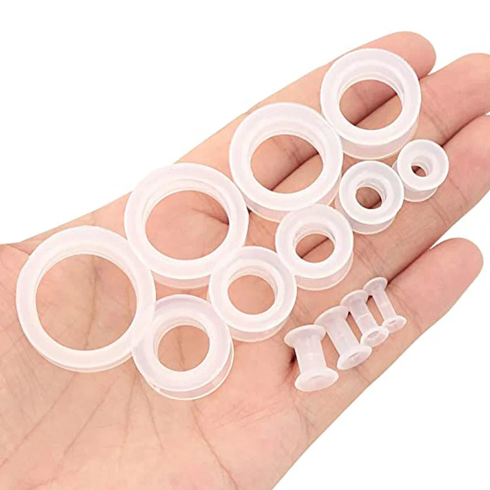 3-38mm Big Size Hollow Silicone Flexible Double Flared Flesh Ear Tunnel Plugs Phimosis Stretcher Rings Gauge Expander Stretchers