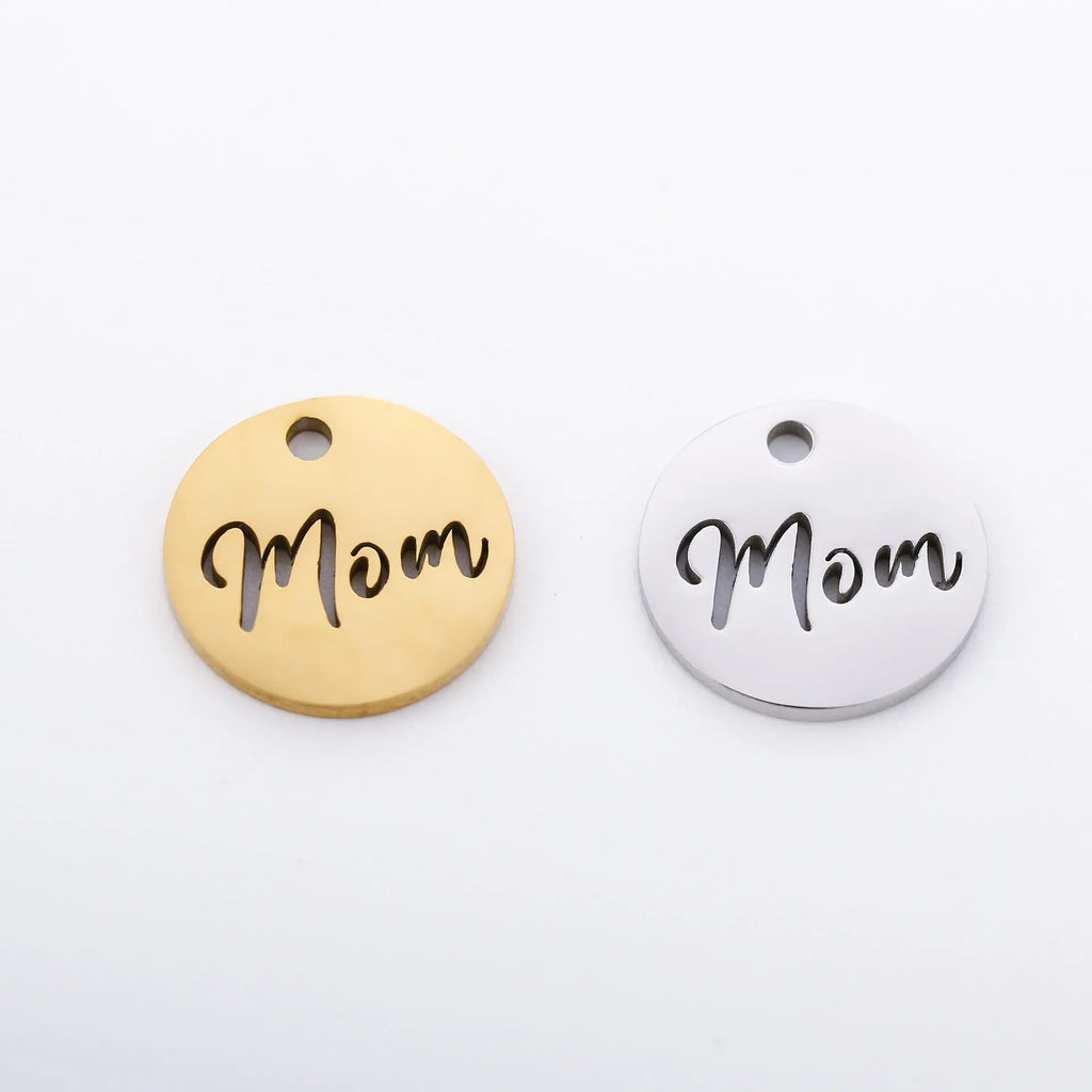 5pcs/Lot Making Mother's Day Unique Gift Pendants Stainless Steel Hollow Mom Letter Charms For Necklace Bracelet Accessories DIY
