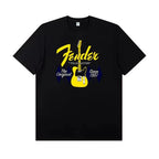 2025 Fender Jimi Hendrix Fender Electric Guitar Peripheral T-shirt Short-sleeved Rock Band Guitarist Performance Costume