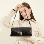 Burminsa Trendy Genuine Leather Underarm Shoulder Bags For Women 2025 Luxury Designer Crossbody Purses Flap Lock Ladies Handbags