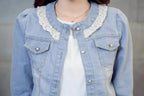 2023 Spring/Summer New Denim Jacket Women's Korean Casual Slim All-Match Short Crop Sleeve Short Sleeve Denim Button Up Top