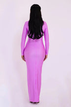 Articat Sexy Hollow Out Long Sleeved Elastic Tight Dress Women Pleats Double Layered Female Vestidos Elegant Party Evening Dress