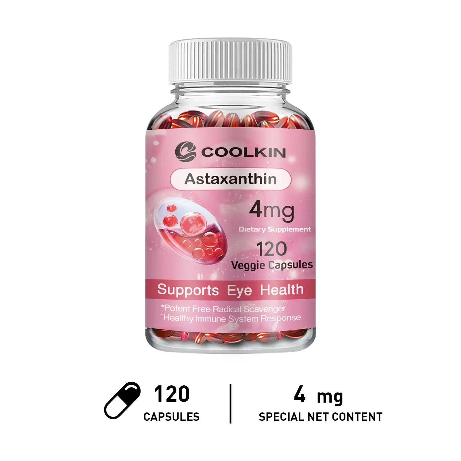 Astaxanthin - Supports Eyes, Promotes Nervous System Health, and Improves Immunity, Non-GMO Supplement