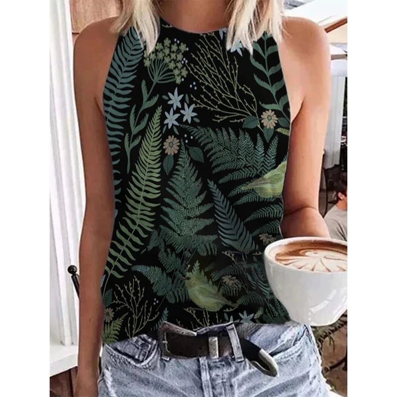 Ethnic Style Paisley 3D Print Tank Tops Women Retro Streetwear Y2k Oversized O-Neck Vest Off Shoulder Sleeveless Woman Camisole