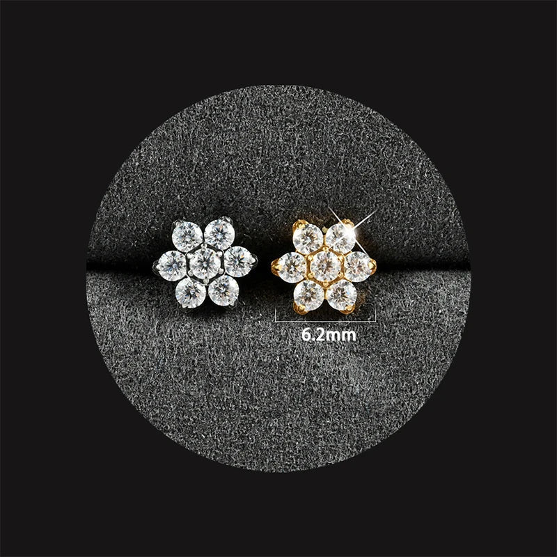 1PC ASTM F136 Titanium Flower CZ Labret Stud Internal Thread Piercing Lip Stud Daith Conch Earring Piercing Jewelry Wholesale