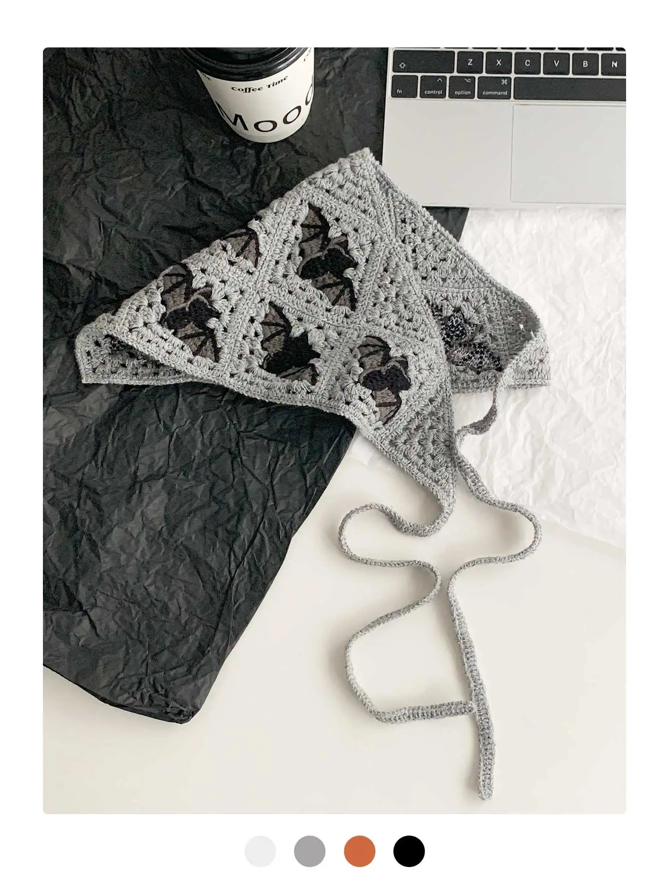 Halloween Costume Skeleton Ghost Bat Spider Web Personalized Knitted Crochet Headband Female Photo Photo Triangle Scarf Trendy