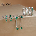 3 Pairs Exquisite Zircon Little Huggies Hoop Earrings Set for Women Stainless Steel Unique Cartilage Earring Piercing Jewelry