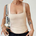 Darlingaga Casual Square Neck Fitness Summer Bodysuit Women Sleeveless Solid Basic One Piece Bodies Sporty Sexy Rompers Outfits