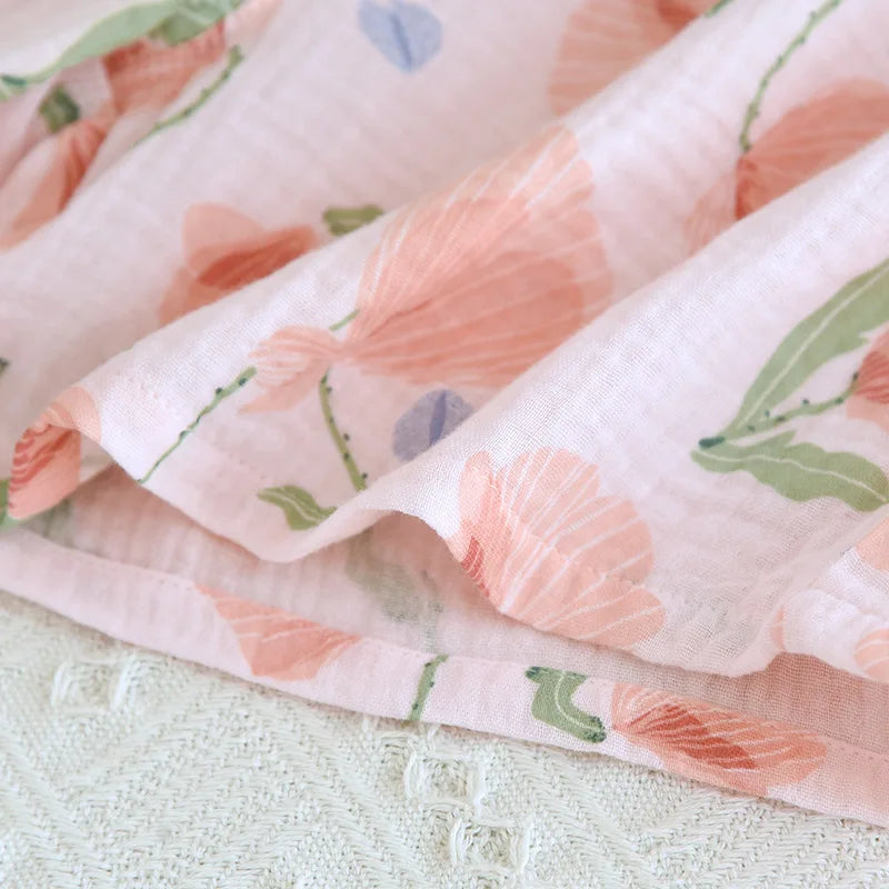 2025 New Summer Women's Pajama Set 100% Cotton Suspenders+Shorts with Chest Pads Two Piece Set of Ladies Flower Home Furnishings