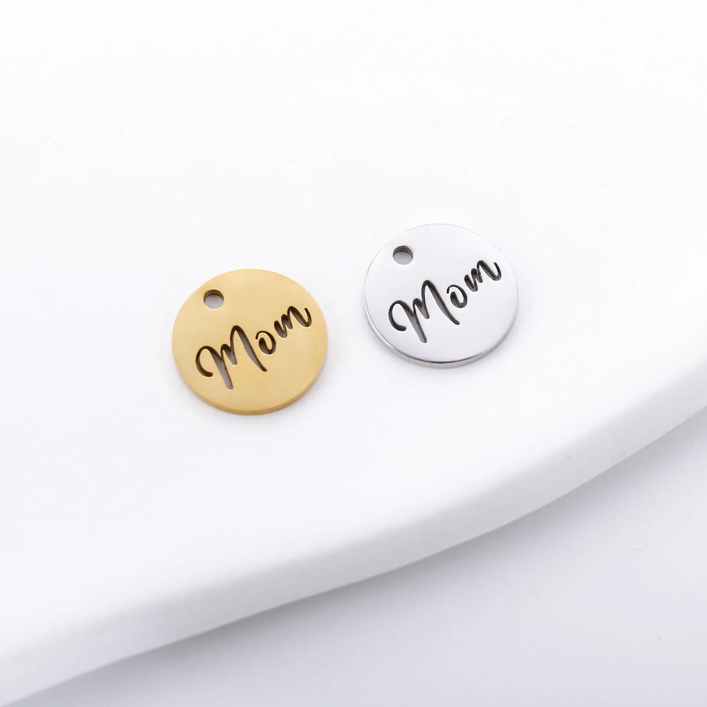 5pcs/Lot Making Mother's Day Unique Gift Pendants Stainless Steel Hollow Mom Letter Charms For Necklace Bracelet Accessories DIY