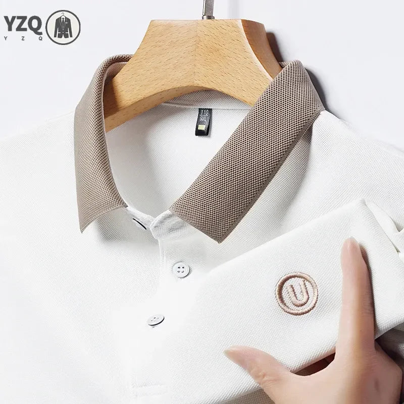 2024 Men's New Embroidered Cotton Business Leisure Short Sleeved POLO Shirt Fashion Short Sleeved Comfortable and Breathable Top