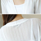 2023 Spring Summer Sun Protection Clothing Women Lace Cardigan Loose Tops Women Flare Sleeve Coat Jacket Shirt Ladies Mesh Shawl