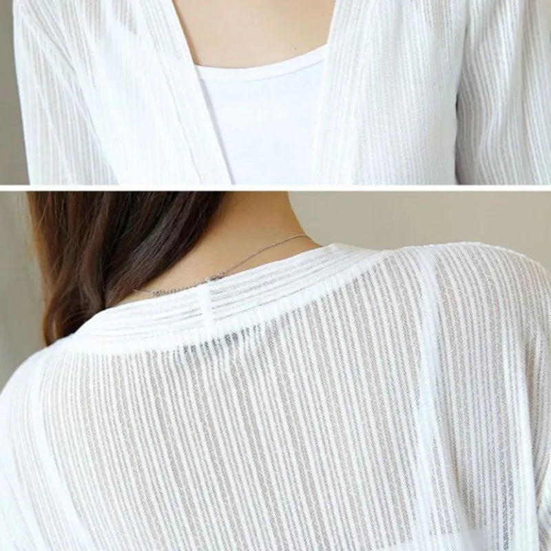 2023 Spring Summer Sun Protection Clothing Women Lace Cardigan Loose Tops Women Flare Sleeve Coat Jacket Shirt Ladies Mesh Shawl