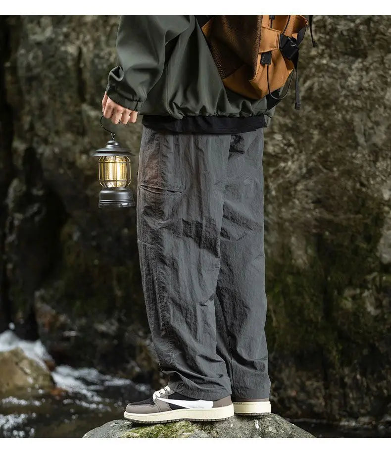 Autumn Cargo Pants Men 2024 100% Nylon Safari Style Solid Double Side Pockets Men Pants Outdoors Tourism Men Clothes
