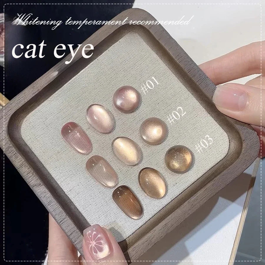 1-3pcs PSK 2025 New Whitening Purple Glass Beads Starry Crystal Nail Art Purple Glass Bead Cat Eye Gel Nail Polish Nail Supplies