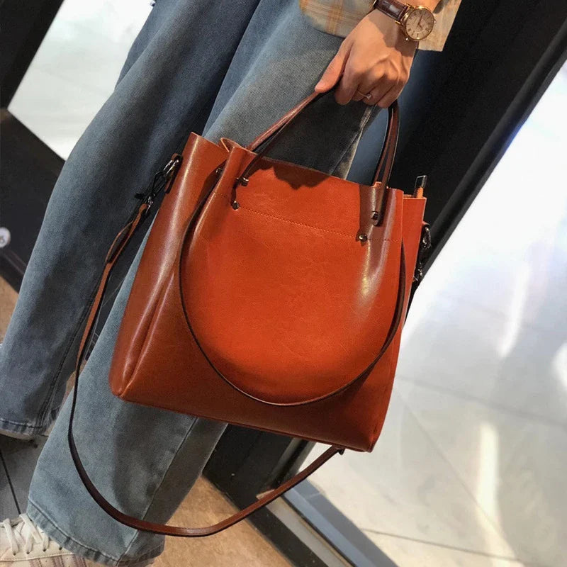 Burminsa Retro Cowhide Genuine Leather Handbags For Women 2025 Luxury Designer Work Tote Shopping Ladies Shoulder Crossbody Bags