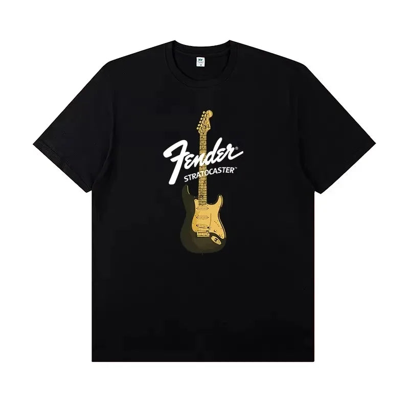 2025 Fender Jimi Hendrix Fender Electric Guitar Peripheral T-shirt Short-sleeved Rock Band Guitarist Performance Costume